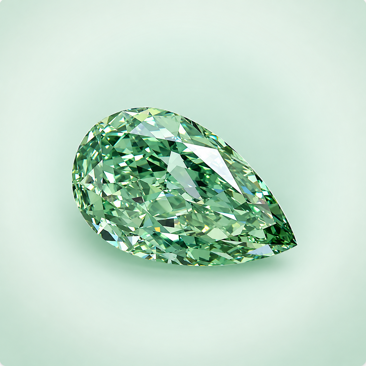 Pear cut fancy green lab-grown diamond