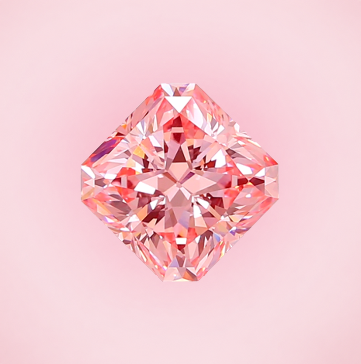 Radiant cut fancy pink lab-grown diamond